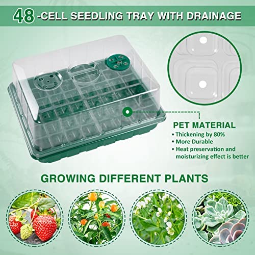 Seed Start Kit, Germination Kit with Grow Lights Heat Mat, 48Cell