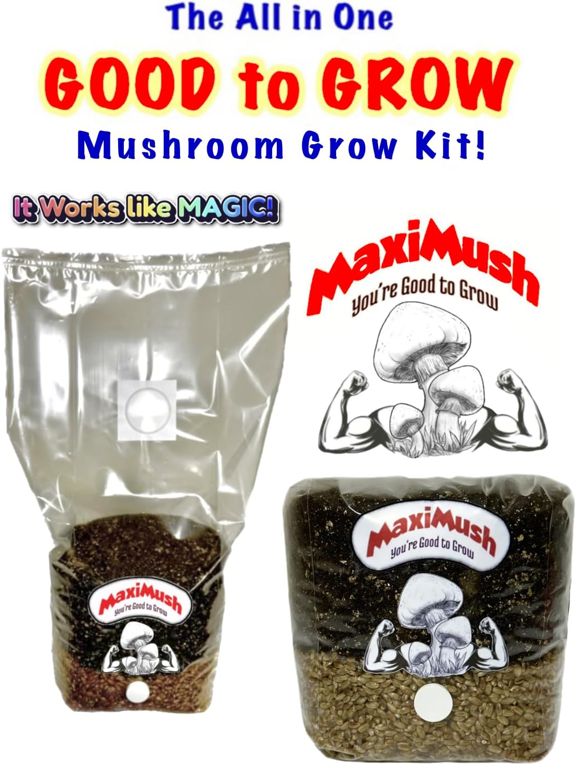 1739471534_71DfI15PH1L._AC_SL1500_.jpg (XL 2-Pack) Mushroom Grow Kit! Magic Grow Bag for Mushrooms! (XL 4Lbs. x2)| Grain, Substrate, and Injection Port All-in-One! The Good to Grow Kit! - Image 2