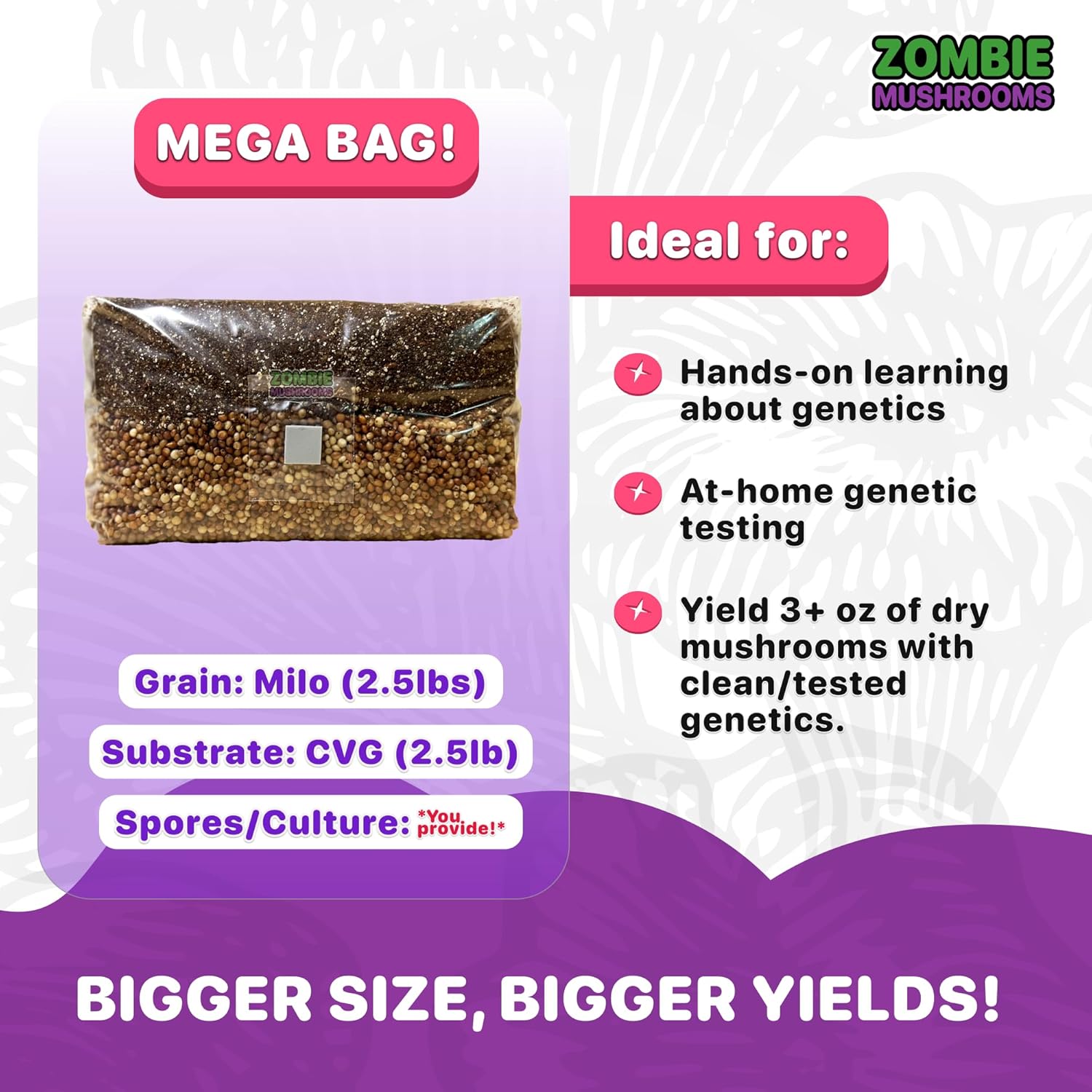 1739770983_81fz2UYPuJL._AC_SL1500_.jpg All in One Mushroom Grow Bag, 5lb Mega Bag,Sterilized Grain and CVG Substrate, Mushroom Grow Kit, Grow Mushrooms at Home, Growing Bag with Injection Port, Bring Your Own Spores (3) - Image 3