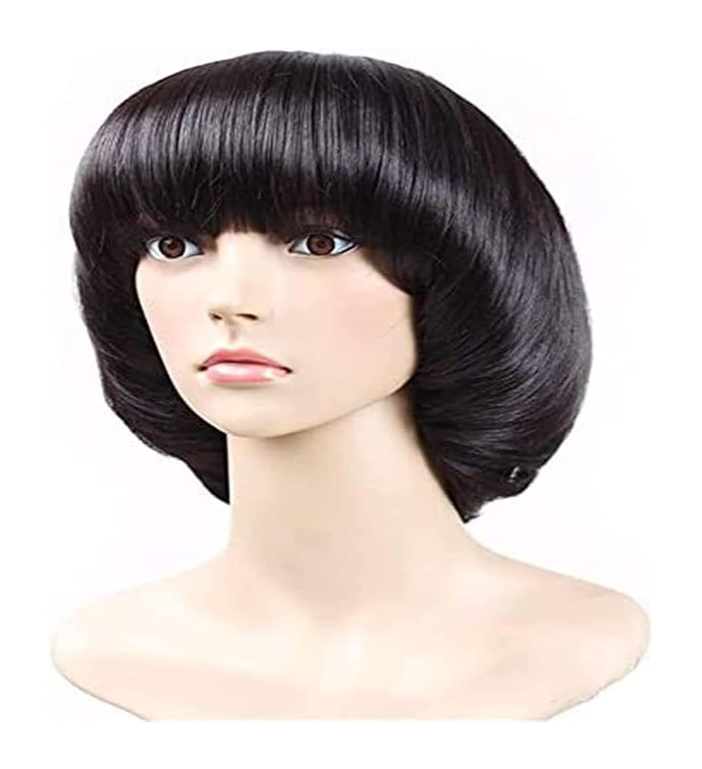 1740783444_61ZHDZ0K4rL._SL1500_.jpg wig Afro Girls Cosplay Mushroom Wig Short Haircut With Bangs Bob Wig For Black Boy Wig for Daily Party color - Image 4