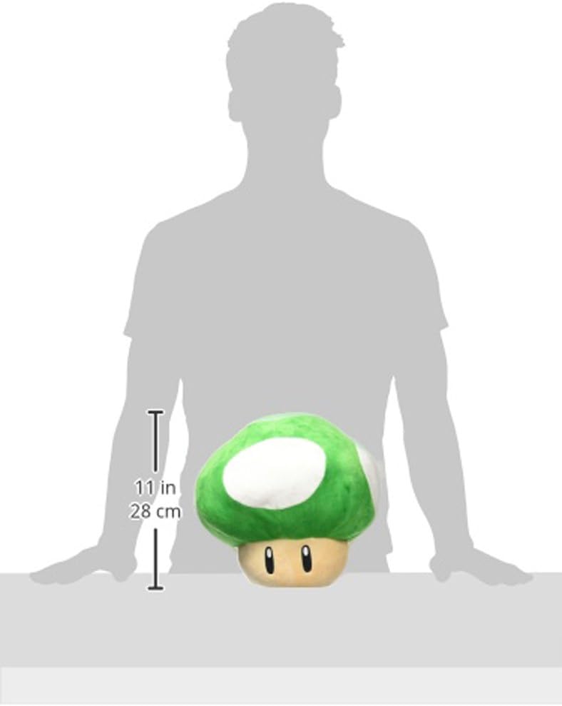 41c2rGskfWL._AC_SL1050_.jpg Little Buddy USA Super Mario Series 11" Large 1UP Green Mushroom Pillow Plush (1397) - Image 2