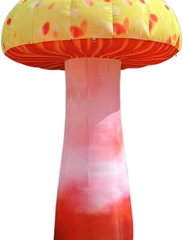 Outdoor Garden Decor Giant LED Inflatable Mushroom with Printing Pattern Mushroom for Theme Park Advertising Decoration 10FT High (Yellow Mushroom)