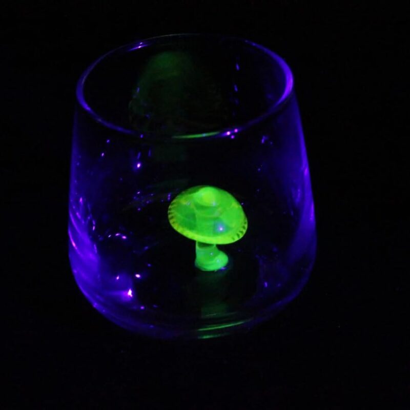 Uranium Glass Amanita Mushroom Drink Shot Handmade Figurines Gift Idea Uranium Glass