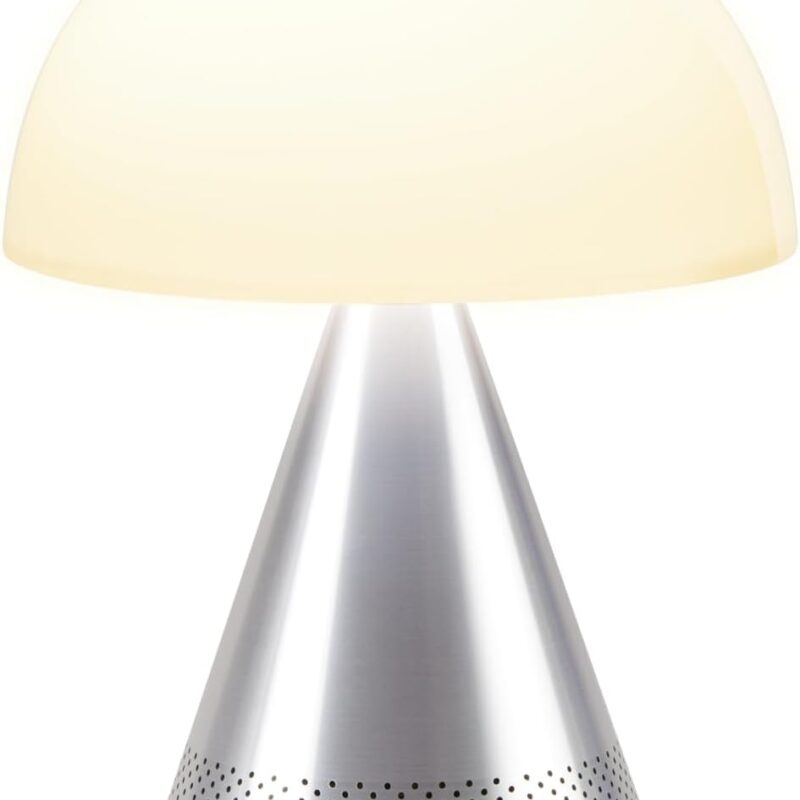 Lexon Mina L Audio 2 in 1 Mushroom Table Lamp and Wireless Bluetooth Speaker, 9 LED Color Mood Lamp for Bedrooms & Living Room & Music Player - Alu Poli
