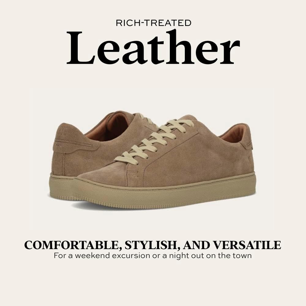 518ZgzFnRL._AC_SL1000_.jpg Frye Astor Low Lace Sneakers for Men Crafted from Leather with Artisanal Hand-Tacking Details, Cushioned Poron Footbeds, Padded Collar and Tongue, and Waxed Cotton Laces - Image 4