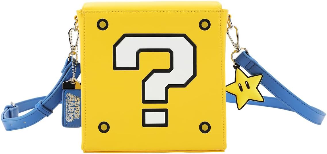 519PPxU-xqL._AC_SL1200_.jpg Super Mario Bros Question Mark Block 6.5" Novelty Crossbody Bag - Image 3