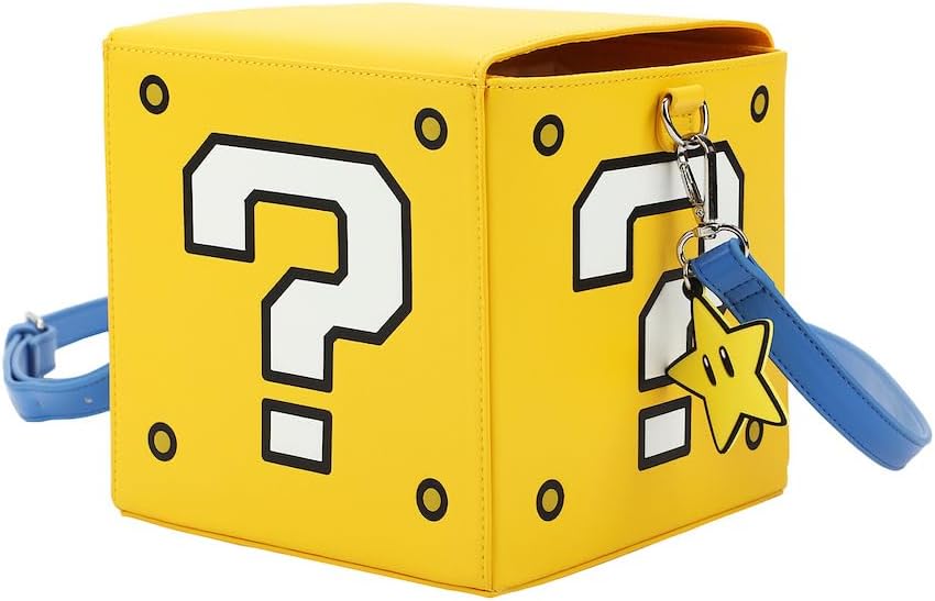 51IofFz2RRL._AC_SL1200_.jpg Super Mario Bros Question Mark Block 6.5" Novelty Crossbody Bag - Image 2