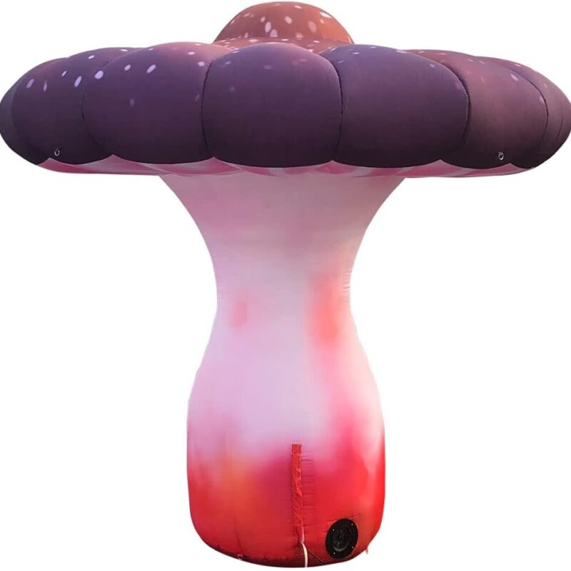 Outdoor Garden Decor Giant LED Inflatable Mushroom with Printing Pattern Mushroom for Theme Park Advertising Decoration 10FT High (Purple Mushroom)
