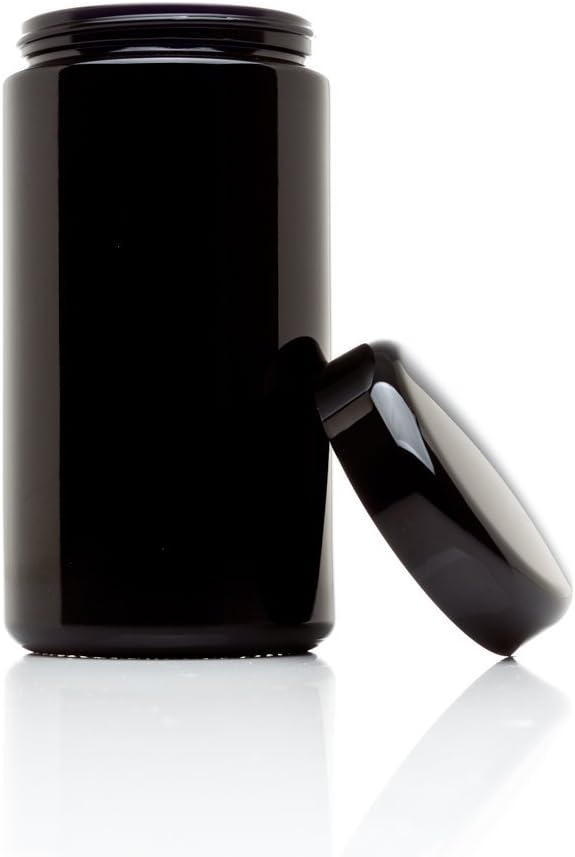 51N4l8QWiL._AC_SL1024_.jpg Infinity Jars Classic Black Glass Jar 500 ml (17 Fl Oz) Ultraviolet Airtight Smell Proof, Refillable Container, Screw Top Jar For Long Term Storage Coffee, Spices, Dried Goods Jar For Kitchen 3 Pack - Image 2