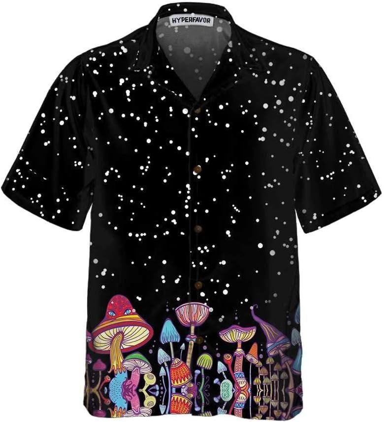 51WhdmiRkML._AC_SL1000_.jpg HYPERFAVOR Short Sleeve Mushroom Shirts for Men & Women- Mushroom Hawaiian Shirts- Best Mushroom Gifts