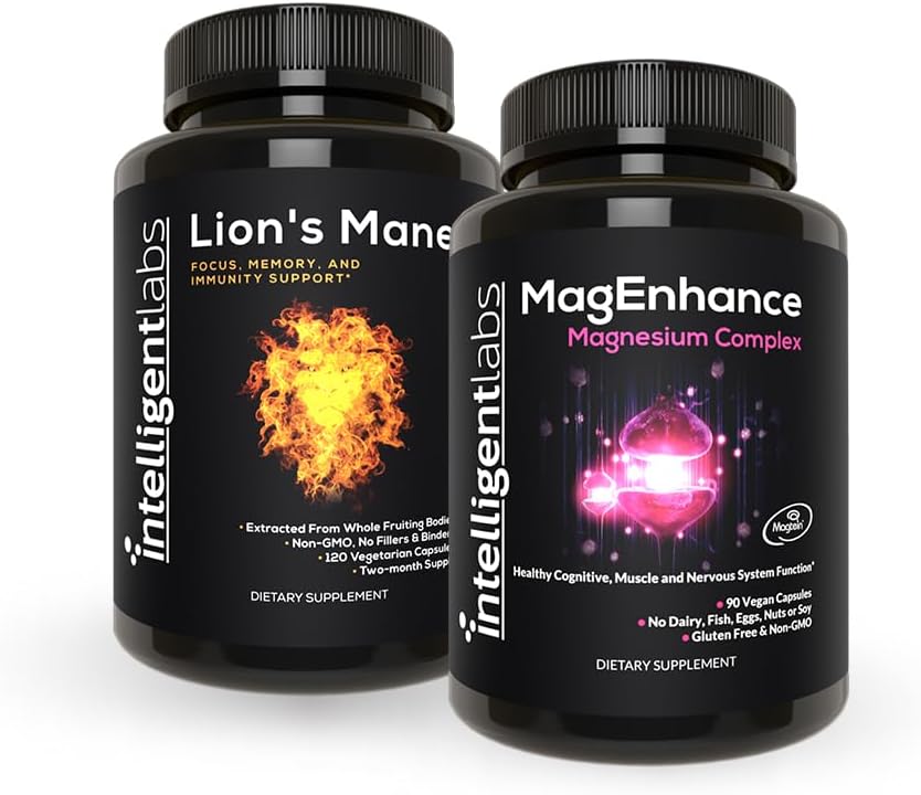51YxsC-NDWL._AC_SL1000_.jpg Intelligent Labs 2-in-1 Bundle of MagEnhance Magnesium Supplement (High Absorption Magnesium Glycinate, Threonate, and Taurate) and Lion’s Mane Mushroom Supplement (100% Fruiting Bodies Extract)