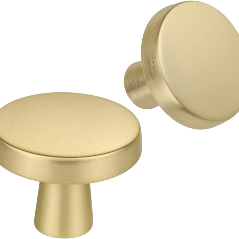 goldenwarm Kitchen Cabinet Knobs Gold Dresser Drawer Knobs - 25 Pack Brushed Brass/Gold Cabinet Drawer Handles Zinc, Mushroom