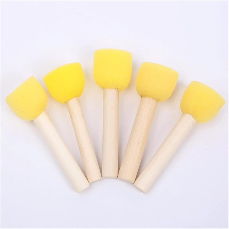 DFHBFG Round Wooden Handle Mushroom Sponge Stamp DIY Graffiti Tool Painting Brush Art Brush Brush(20MM)
