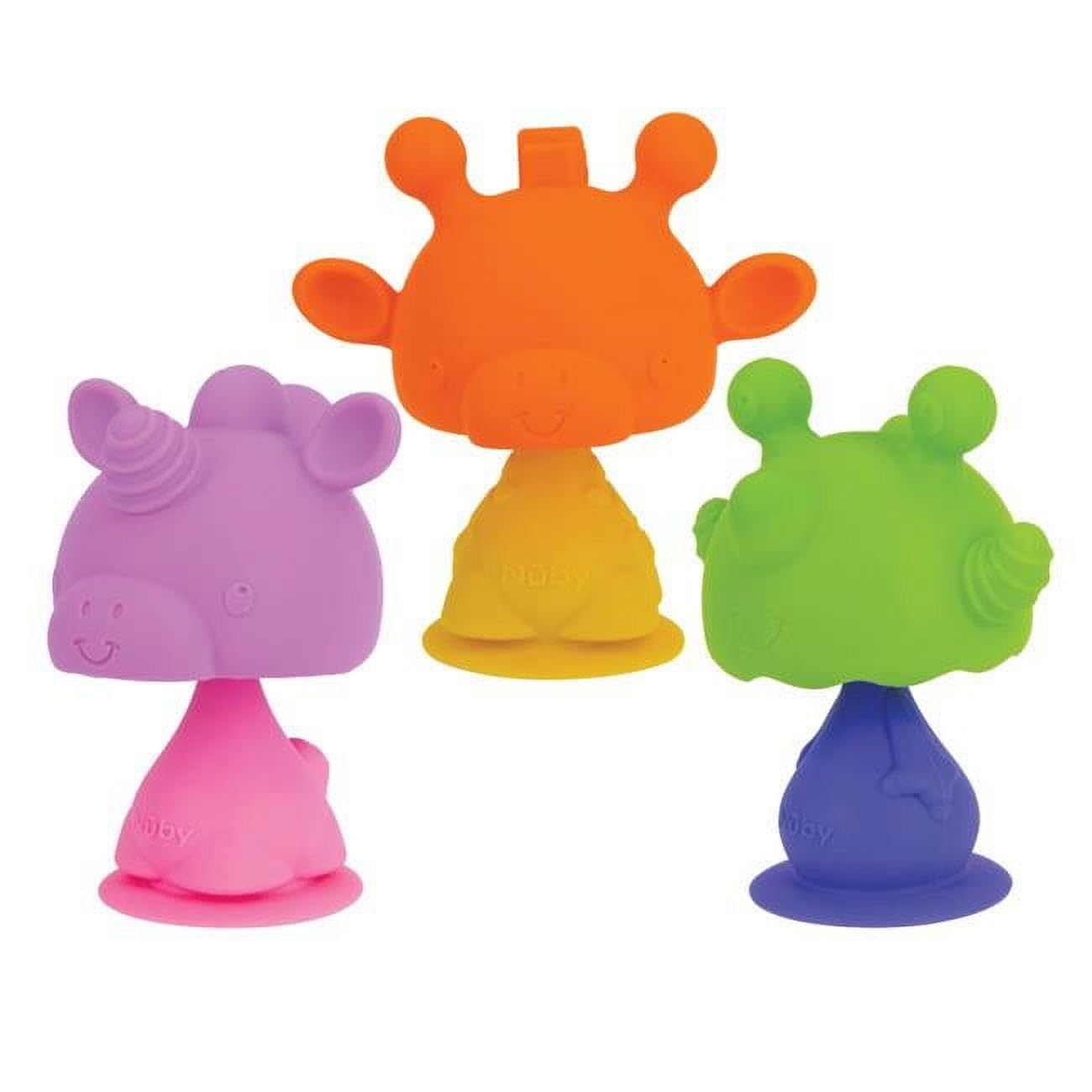 51jvXKsddjL._SL1300_.jpg Nuby 2367454 Silicone Bobble Head Character Teethers Assorted Color - 3 Month Plus - Pack of 24