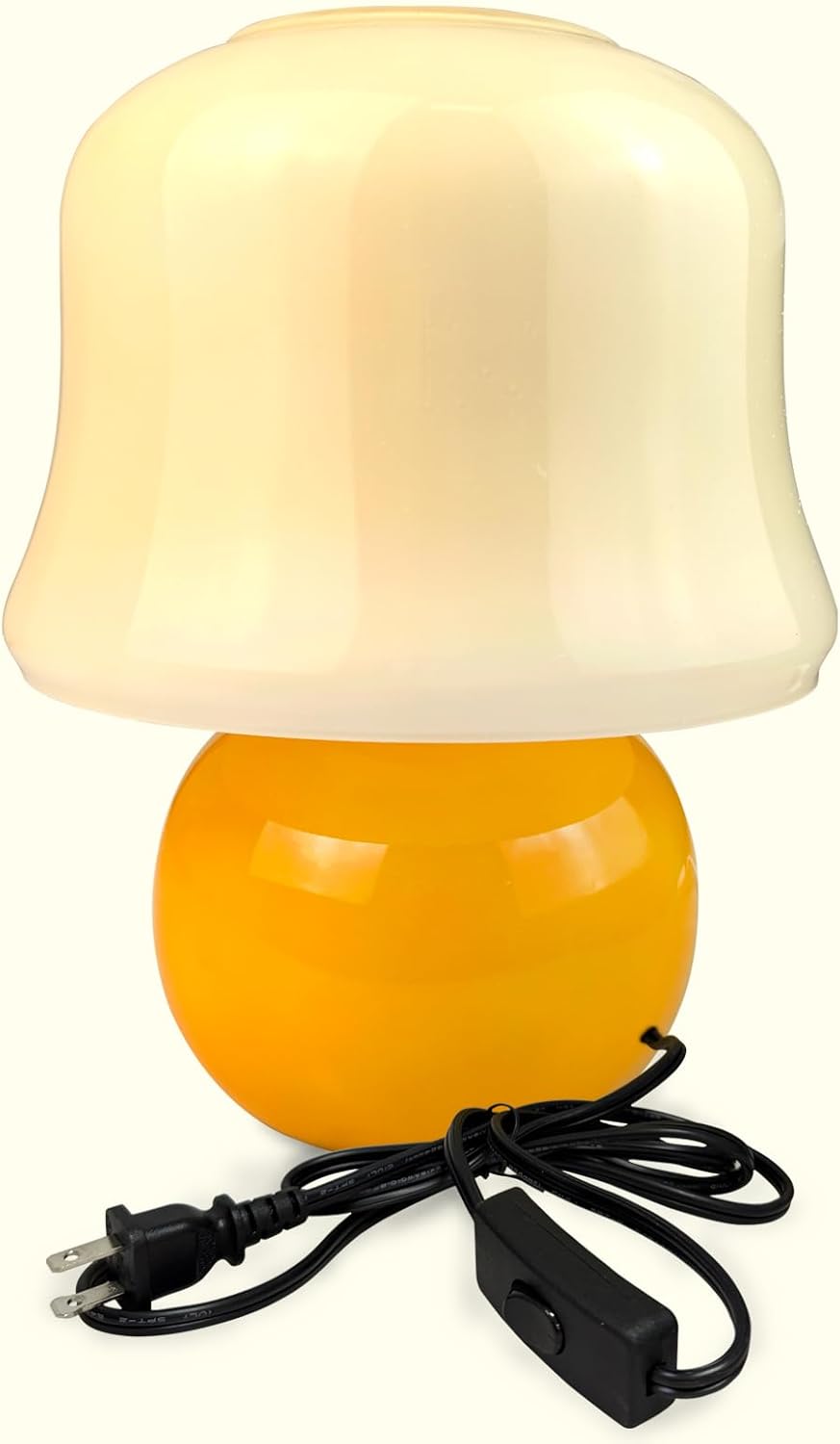 51pakCuhyYL._AC_SL1500_.jpg Mushroom Lamp 11" H Glass Beside Lamp Small Nightstand Lamps for Bedroom, Cute Table Lamp for Home Décor, Nightlight, Gift (Yellow Mushroom) - Image 9