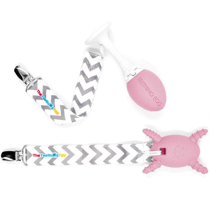 The Teething Egg Pink Bundle - Baby Registry Must Have - Infant Toys 3-6 Months, Sensory Toys for 0-6 Months, 6-12 months and up for Molar Teething, Baby Boy or Girl up to 18 Months