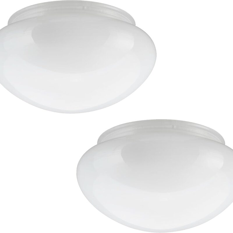 Aspen Creative 23606-02, 6" White Opal Mushroom Glass Shade For Ceiling Fixture, 6" Dia x 4" H/Fitter 5-1/2", 2 Pack