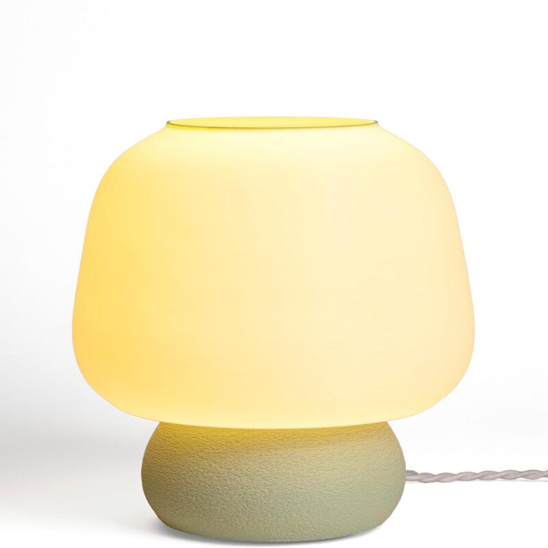 JONATHAN Y USA1004G Portobello 10" Modern Classic Plant-Based Filament Dimmable LED 3D Printed Mushroom Table Lamp, White/Pastel Mint for Bedroom, Living Room, Office, College