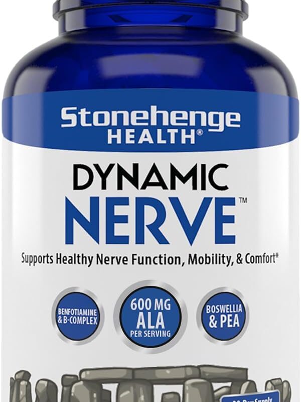 Stonehenge Health Dynamic Nerve Supplement - Supports Nerve Function in Fingers, Toes, Hands, and Feet with Alpha Lipoic Acid ALA, Benfotiamine, Pea, Robust B Complex, Boswellia