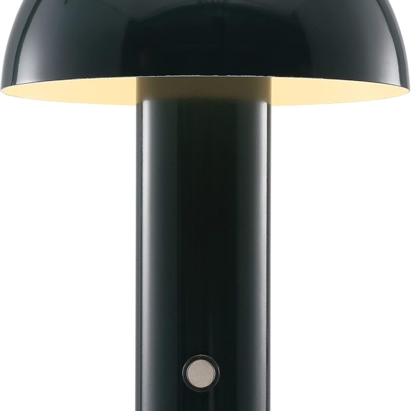 JONATHAN Y JYL7115D Boletus 10.75" Contemporary Bohemian Rechargeable/Cordless Portable Iron Integrated LED Mushroom Table Lamp Modern, Coastal Bedside Desk Nightstand Lamp, Forest Green
