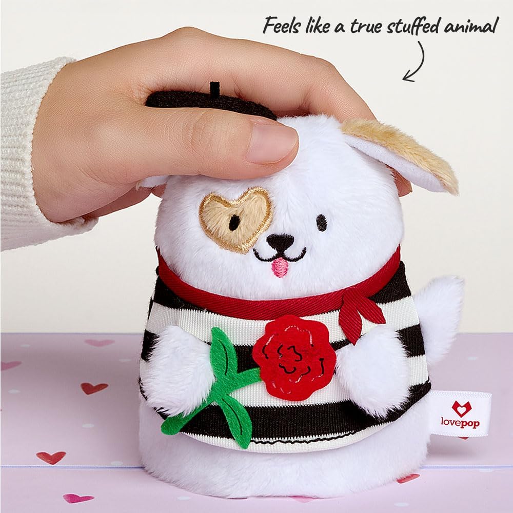 61IUiy2uxOL._AC_SL1000_.jpg Lovepop Plushpop Soft Animal Pop-Up Card for Her and Him - 3D Greeting Card for Boys, Girls, Men, Women - French Love Dog - 6" x 8" Card - Image 4
