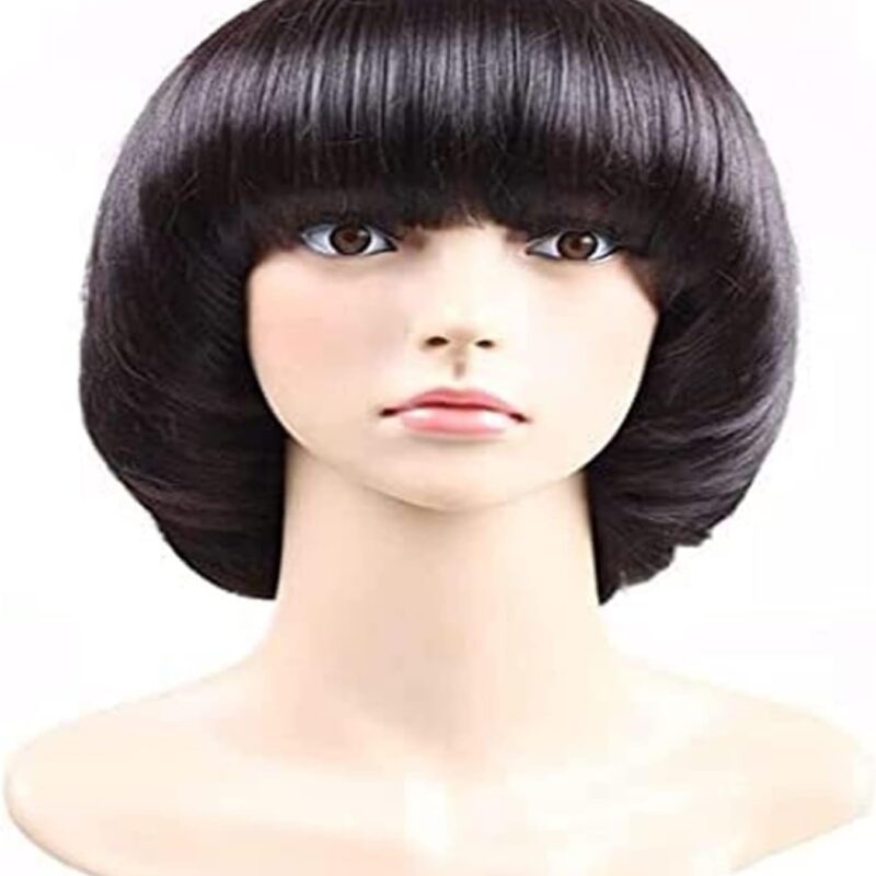 Wigs Afro Girls Mushroom Wig Short Haircut with Bangs Bob Wig for Black Boy Wig for Daily Party