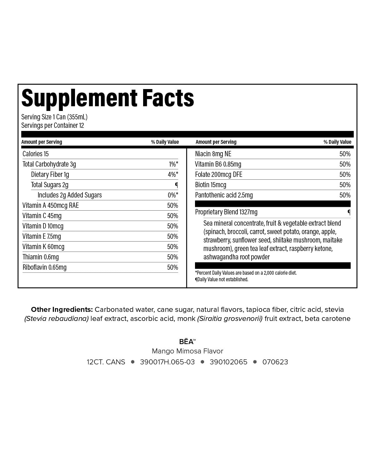 61PdVvacKVL._SL1440_.jpg Isagenix BĒA™ Sparkling Energy Drink – Botanical Energy + Adaptogens – Mango Mimosa (12 Servings) - Image 2
