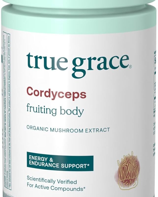 True Grace Mushroom Cordyceps Energy & Endurance Support - 120 Count Capsules - Organic