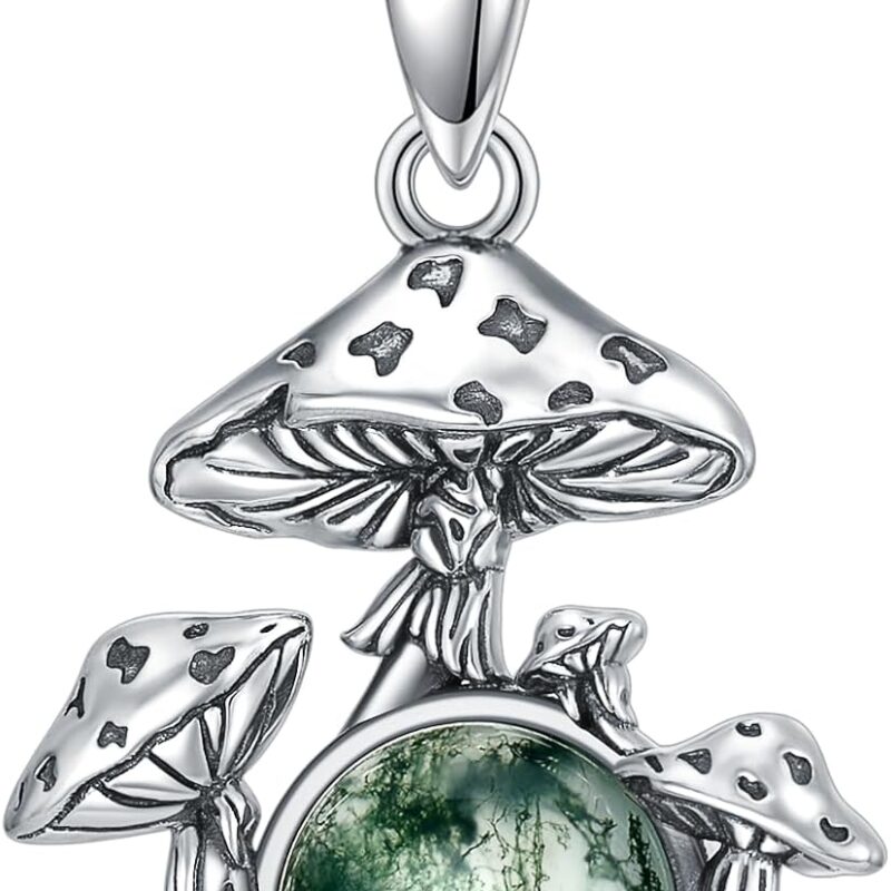 OHAYOO Mushroom Necklace 925 Sterling Silver Mushroom Necklace Mushroom Jewelry Mushroom Gift for Female Mushroom Lovers