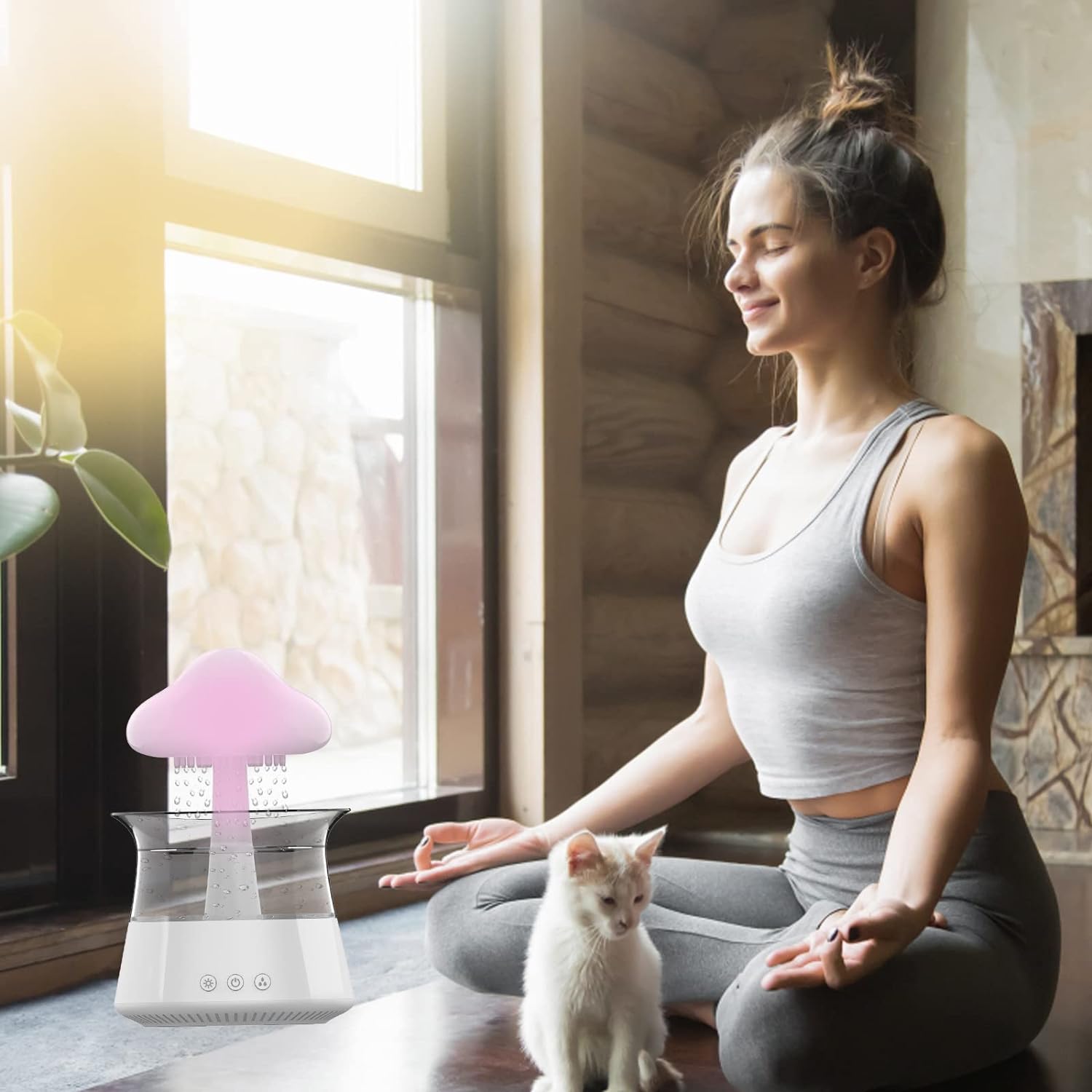 61QnA0hUzuL._AC_SL1500_.jpg Cloud Rain Humidifier for Bedroom & Large Room Water Drip Humidifier with Remote Waterfall Lamp Mushroom Humidifier Rain Sounds White Noise Humidifier Air Humidifiers for Bedroom Desk (White) - Image 8