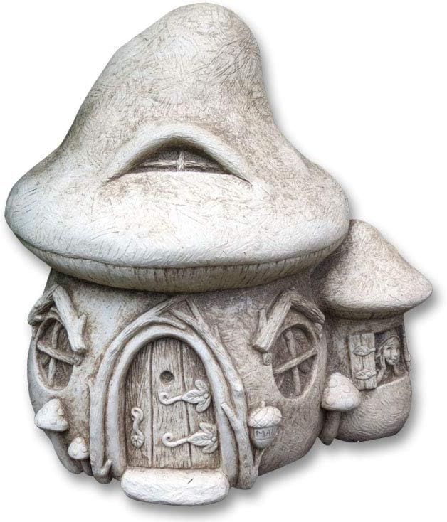 Studio, Mushroom Fairy Cottage Figurine, Original Sculpture Handcrafted in Stone, Artisan Made
