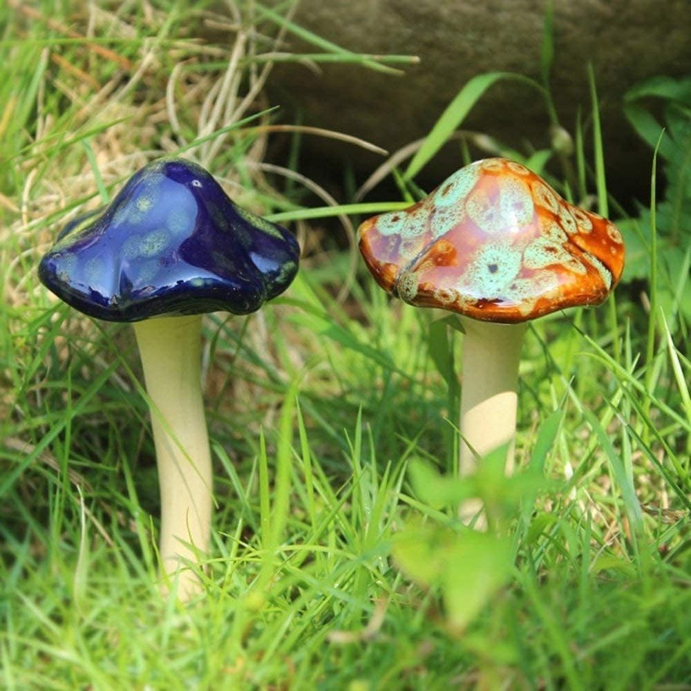 61SkCv6Cm8S._AC_SL1000_.jpg Danmu Ceramic Mushroom 4.52" H and Polyresin Tortoise 12 9/10" x 9 2/5" x 5 1/2" Outdoor Statue, Garden Ornaments, Yard Statue for Home and Fairy Garden Decor - Image 4