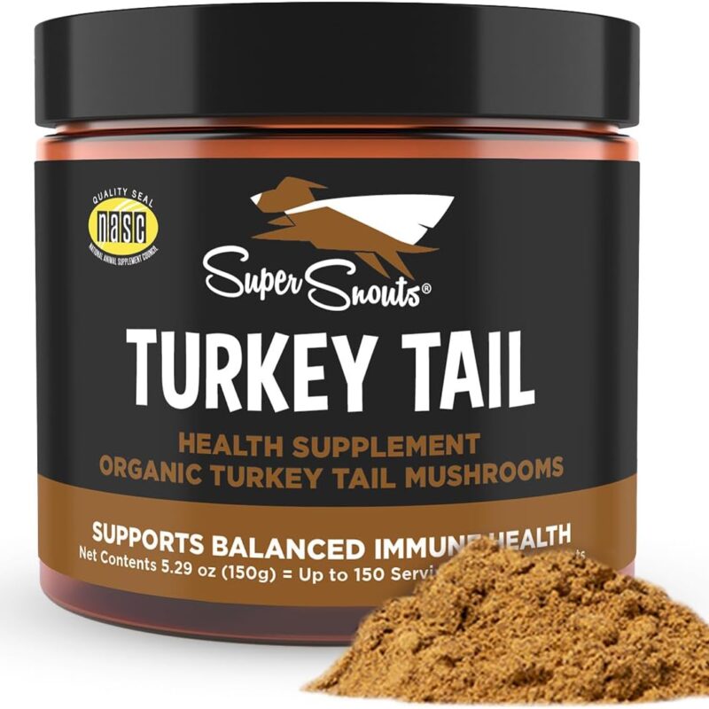 Super Snouts Turkey Tail Mushroom Supplement Powder for Dogs & Cats (5.29 oz) - Organic, Made in USA Antioxidant & Inflammation Support, Immune Support