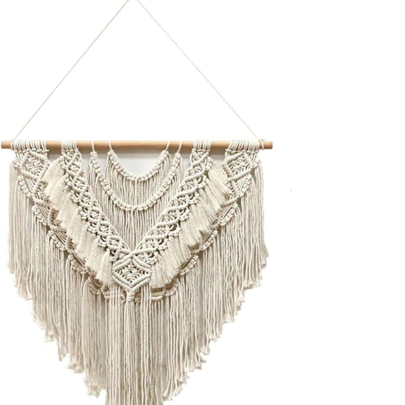 Macrame Wall Hanging Decor, Handmade Woven Cotton Rope Tassels Bohemian Wall Decoration for Living Room Apartment Home 70x75cm