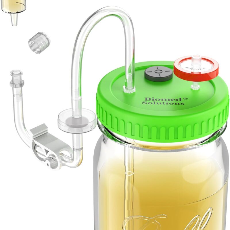 Upgraded Lliquid Culture Lid with Tubing for Media Extraction Standard Mason Jar Mycology Tube Lid for Mushroom growing(3pcs)