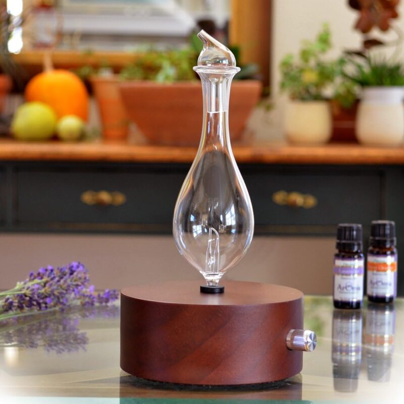 Diffuser - (Solum Nox Merus) Premium Wood & Glass Essential Oil Nebulizer - Professional Grade Waterless Diffuser - No Heat No Plastics