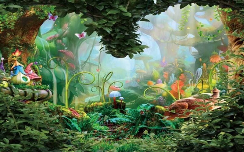 Yeele 20x10ft Spring Enchanted Fairy Tale Forest Backdrop Fantasy Mushroom Butterfly Wonderland Photography Background Girls Princess Birthday Baby Shower Party Decor Banner Photo Booth Props