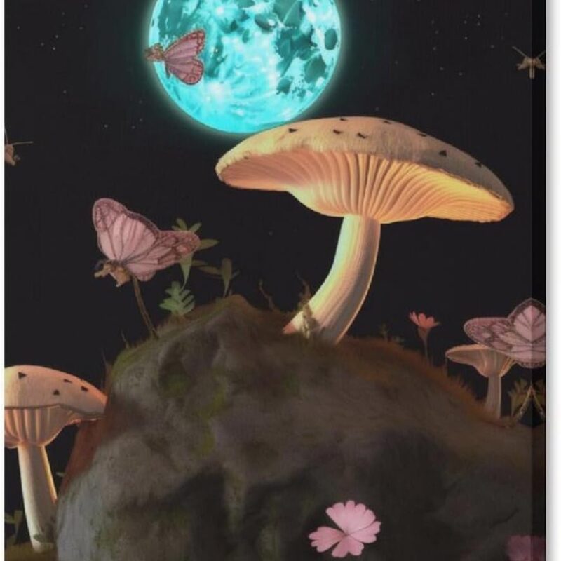 AuHomea Mushrooms Growing Wall Art Framed Canvas Paintings Modern Wall Art 20x30inch(50x75cm) for Living Room Bathroom Decor