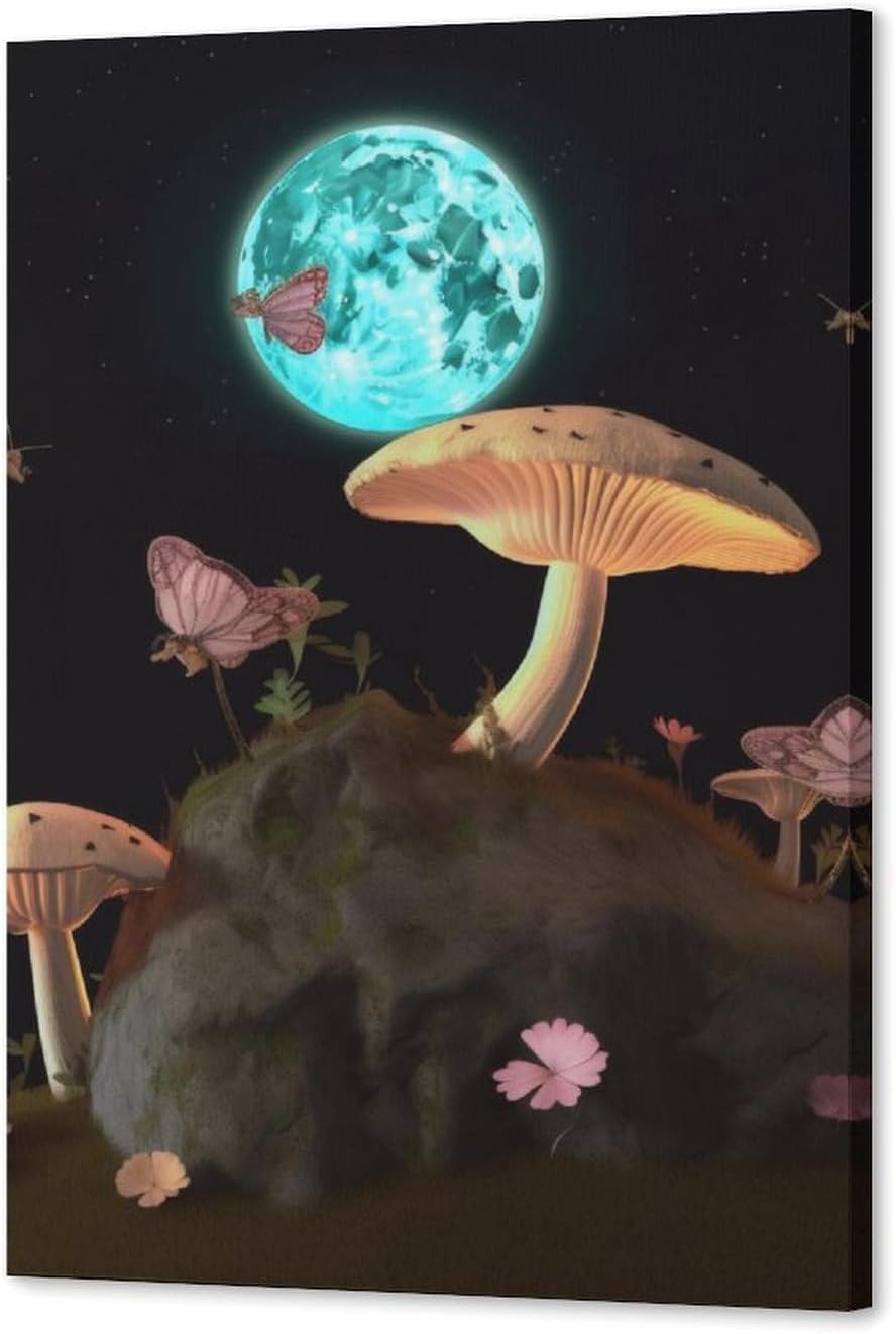 61f-N1gho8L._AC_SL1500_.jpg AuHomea Mushrooms Growing Wall Art Framed Canvas Paintings Modern Wall Art 20x30inch(50x75cm) for Living Room Bathroom Decor