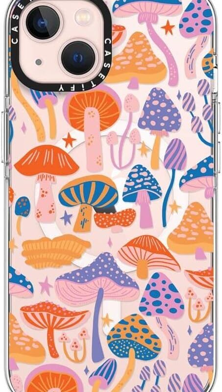 CASETiFY Clear iPhone 13 Case [Not Yellowing / 6.6ft Drop Protection/Compatible with Magsafe] - Magic Mushrooms