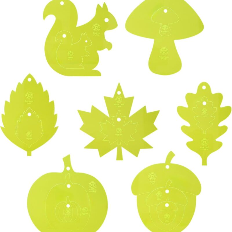Acrylic Quilting & Craft Template, Set of 7 Fall Themed Shapes | Essential Patchwork Quilt Supplies for Cutting Patterns, Sewing, and DIY Blanket Making Projects