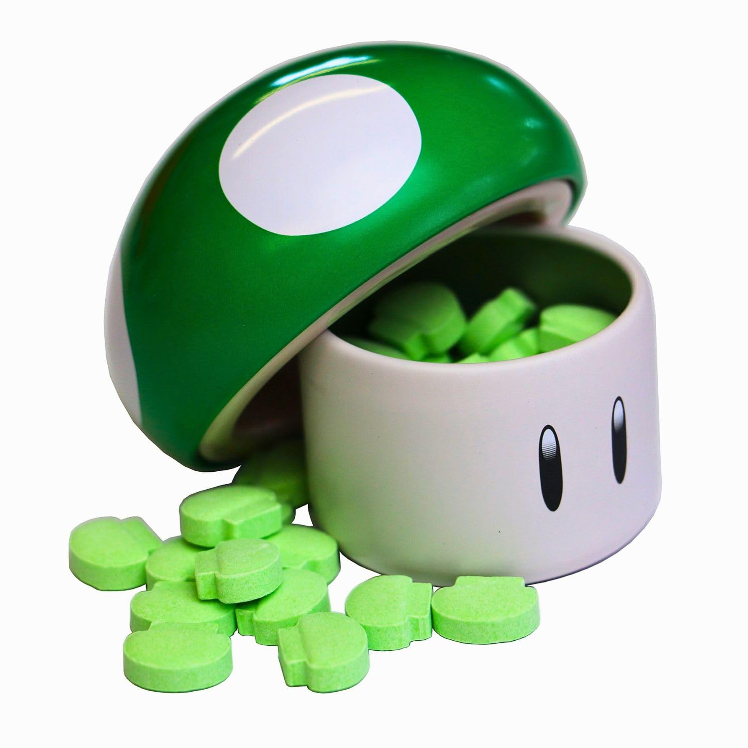 61lpWTi1uqL._SL1500_.jpg Super Mario Mushroom Candy Cherry and Green Apple Sours - 12 Pack Box Case with 2 Collectible Stickers - Image 5