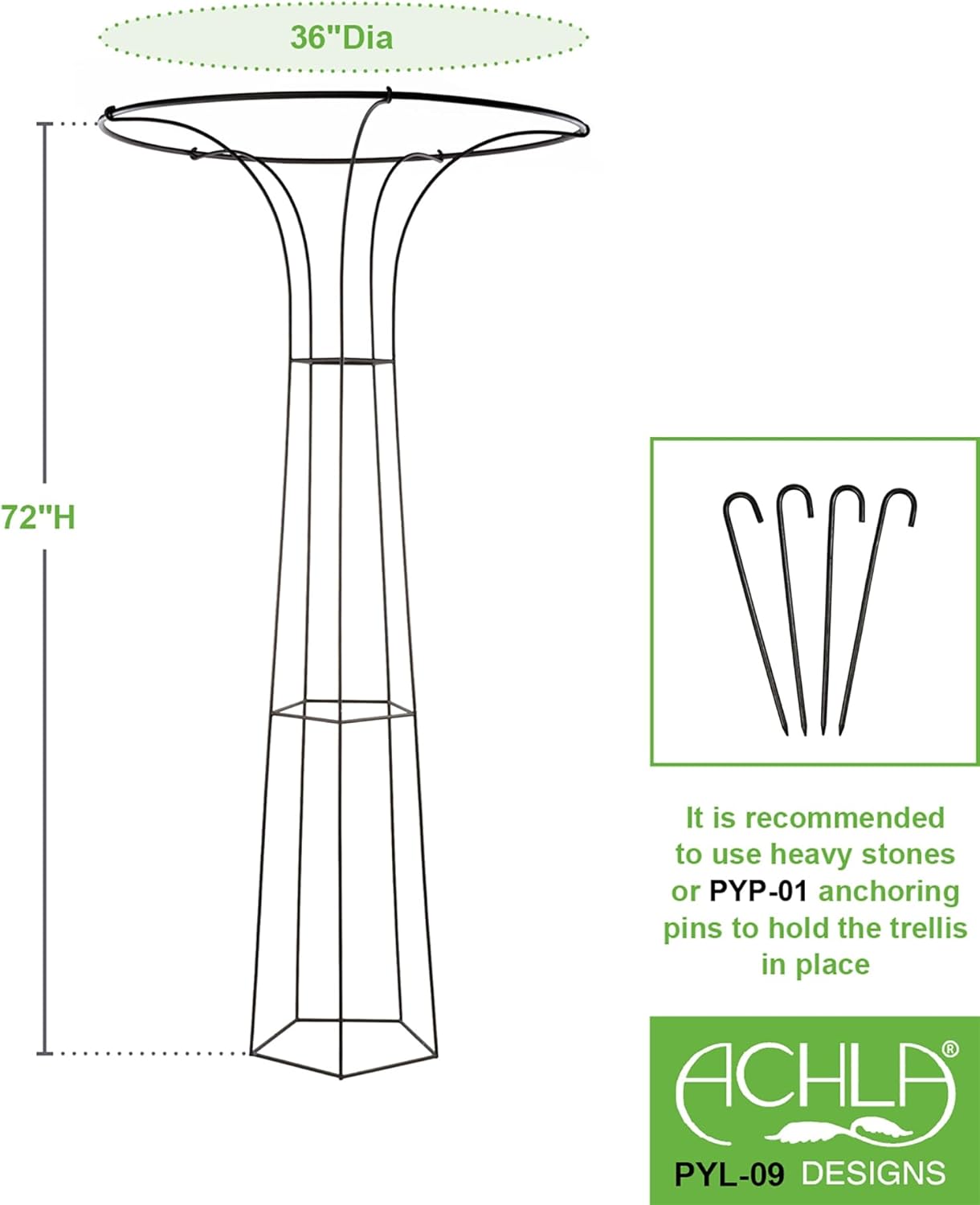 61pRg8GIx2L._AC_SL1500_.jpg Achla Designs PYL-09 Mushroom Garden Pylon Trellis Climbing Plants Support, Wrought Iron, 72-in H, Roman Bronze - Image 2