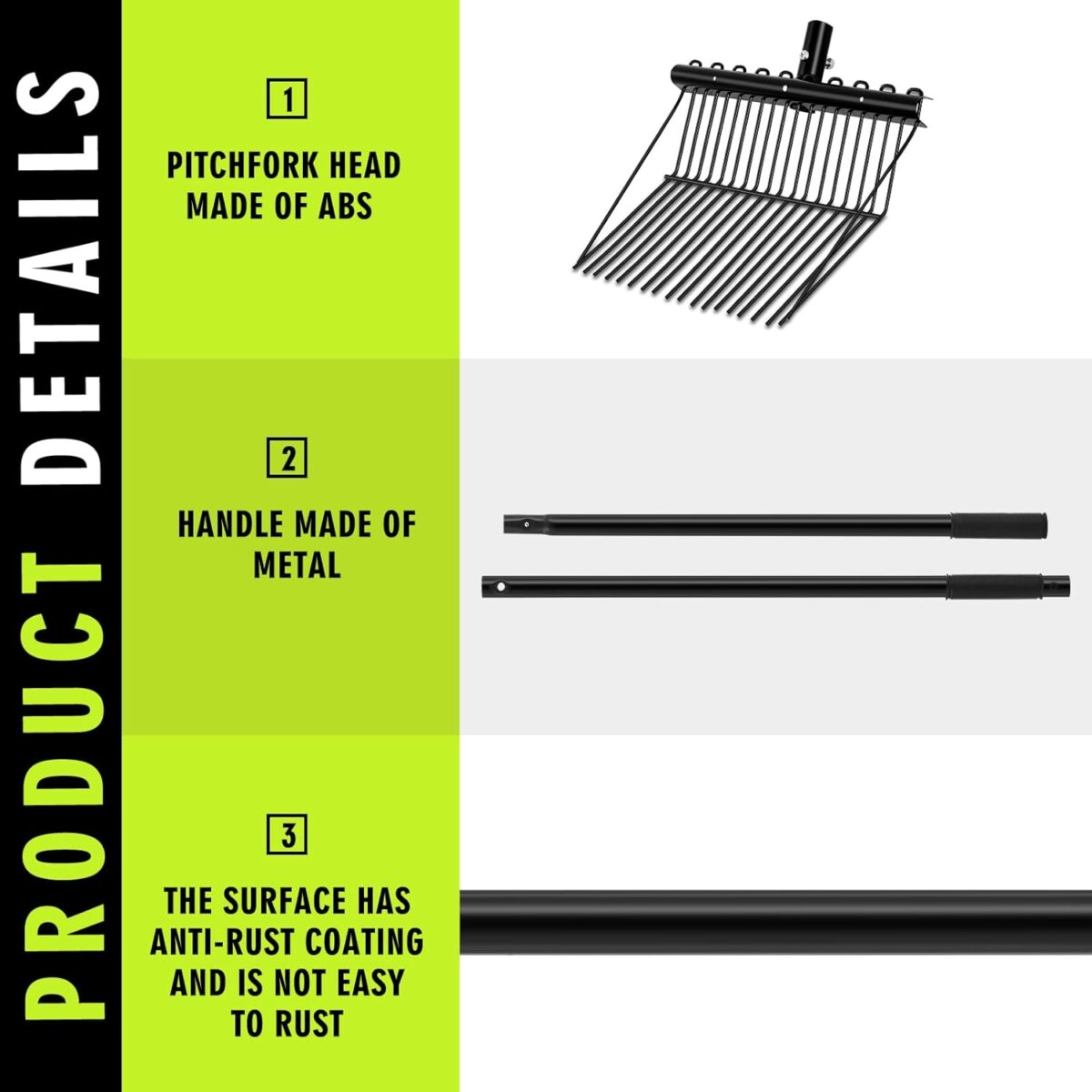 Muck Rake Ultimate Lasnten 3 Sets Manure Fork with Long Metal Handle Pitch Fork Manure ...