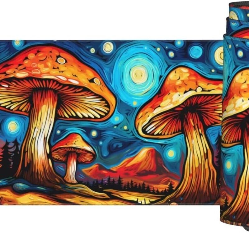 Large Mouse Pad 39.4 x 19.7 inch, Mushroom Mouse Pad with Non-Slip Rubber Base, Cute Mousepad Desk Mat with Stitched Edges, Gaming Mouse Pad Waterproof Mouse Pads for Desk, Office Supplies, Home gq694