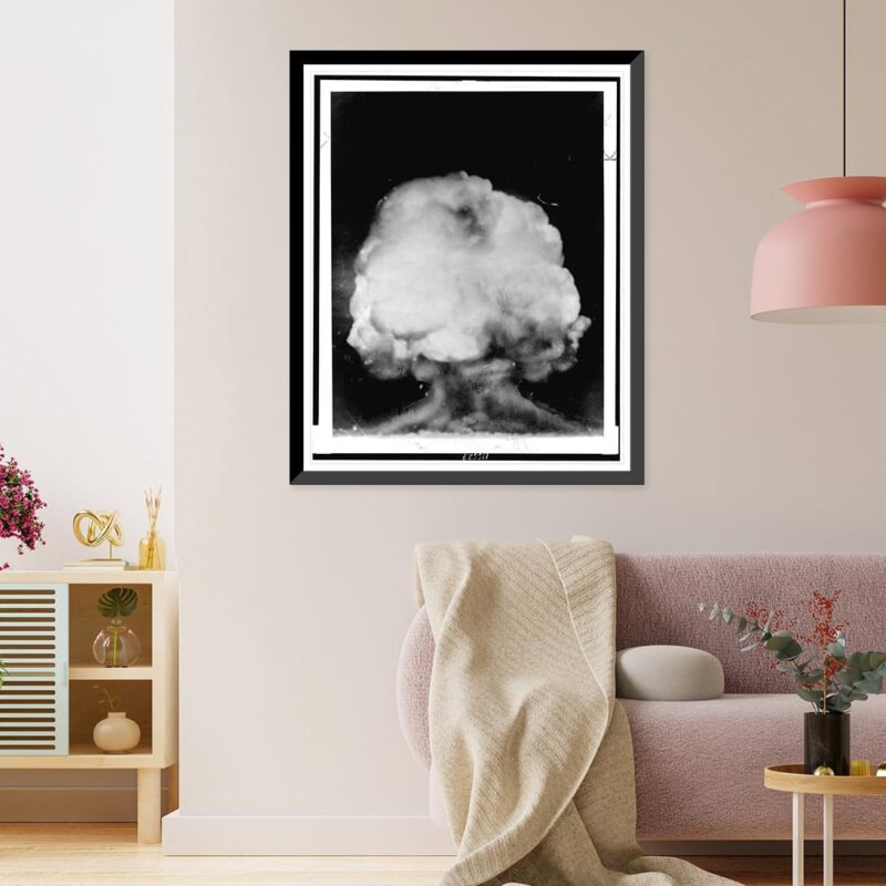 Historic Framed Print, [Mushroom cloud as seen six miles away following the detonation of the first atomic bomb, July 16, 1945, in the New Mexico desert], 17-7/8" x 21-7/8"