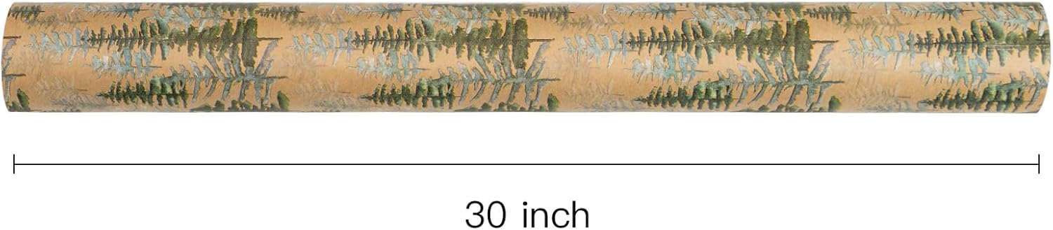 61vRFr5PkBL._AC_SL1500_.jpg RUSPEPA Christmas Wrapping Paper, Jumbo Roll Kraft Paper - Christmas Tree Design for Holiday Gift Wrap - 30 Inches x 100 Feet - Image 5