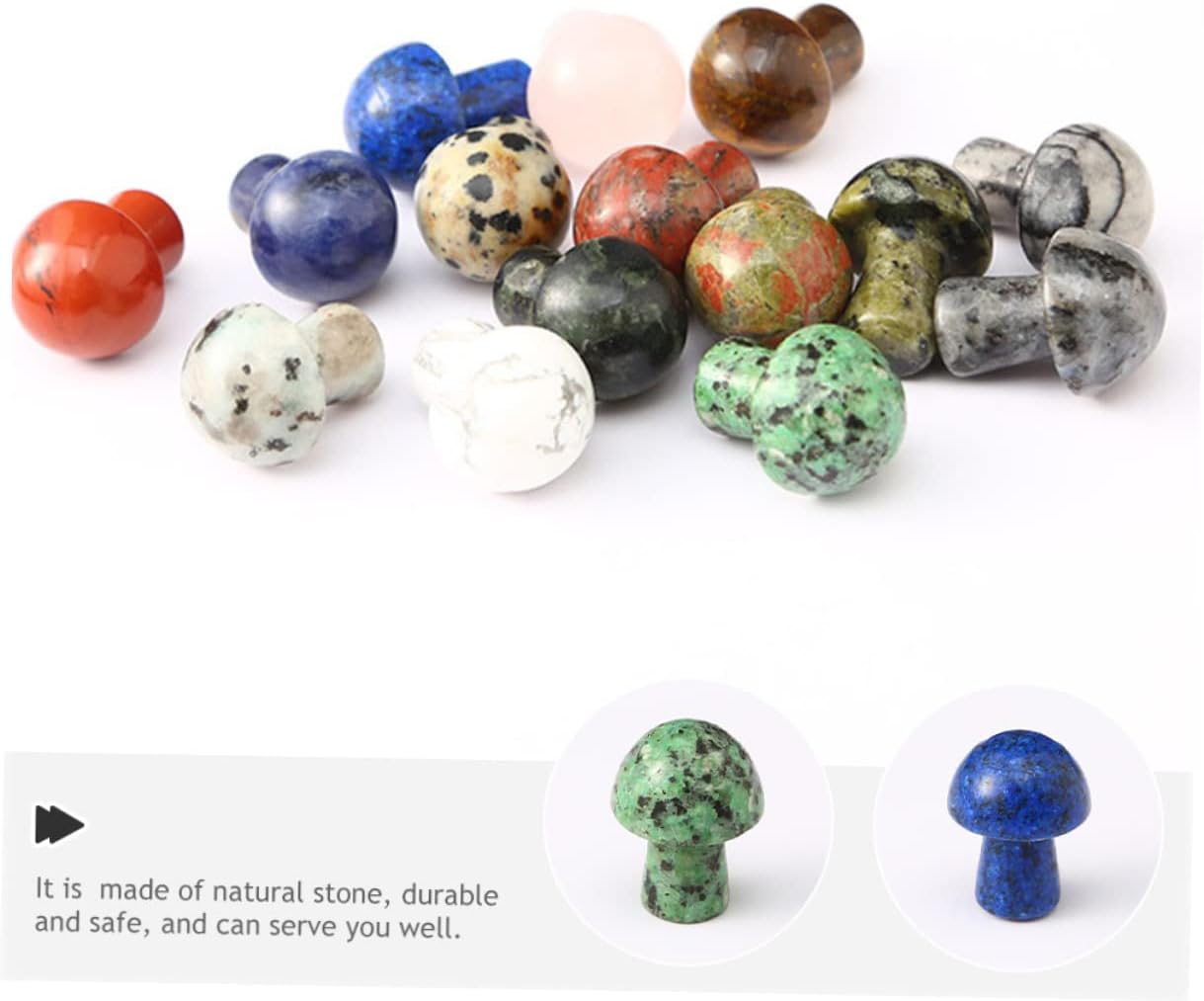 61wDybxiuCL._AC_SL1225_.jpg Sosoport 5sets Crystal Mushroom Ornament Cake Decorating Mushroom Stuff Cupcake Toppers Mushroom Decor Plants Decor Mushroom Crystals Bulk Mushroom Stones Plant Accessories Natural 15pcs*5 - Image 3