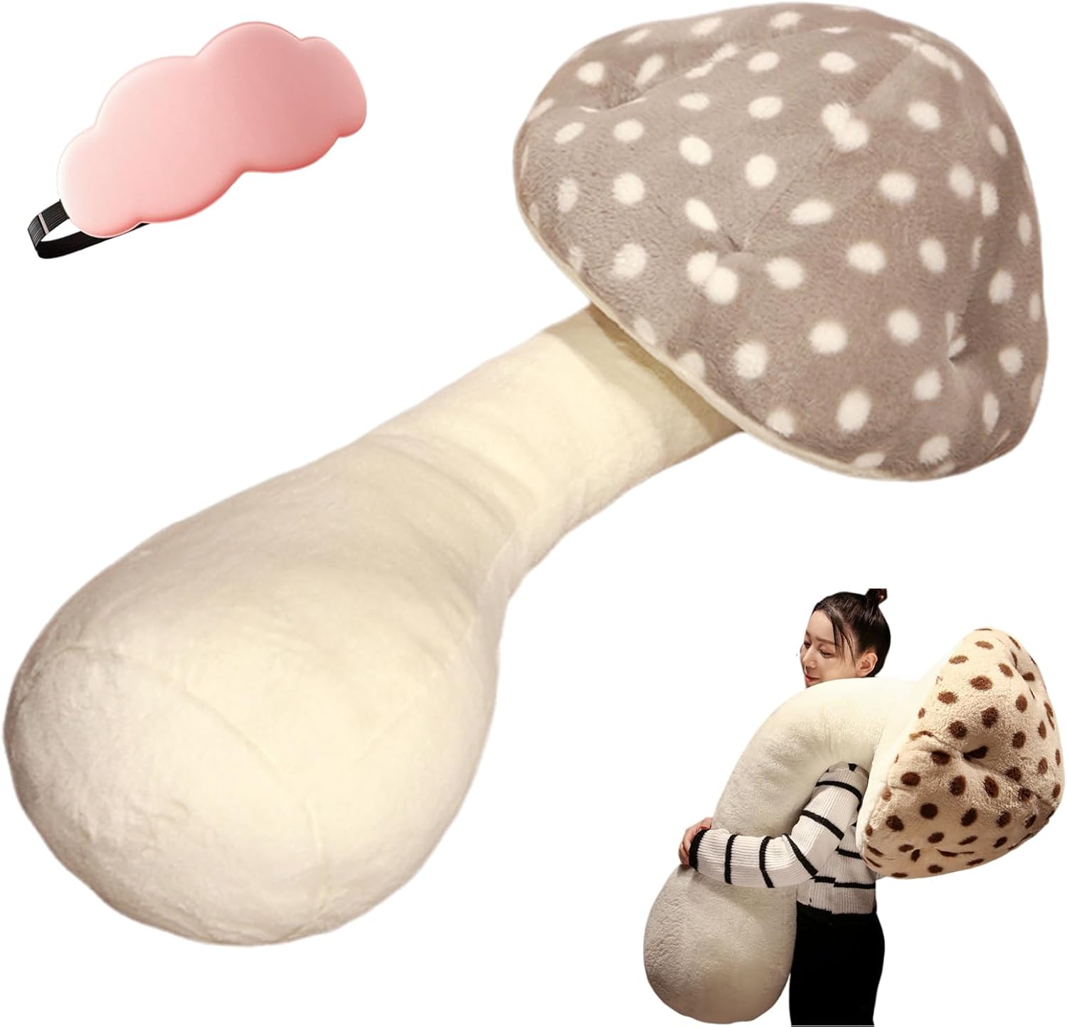 61yLZRcnVJL._AC_SL1500_.jpg Mushroom Body Pillow, 52inch Long Mushroom Plush Pillow, Cute Soft Long Bed Pillow for Adults (Grey, 52 Inch)