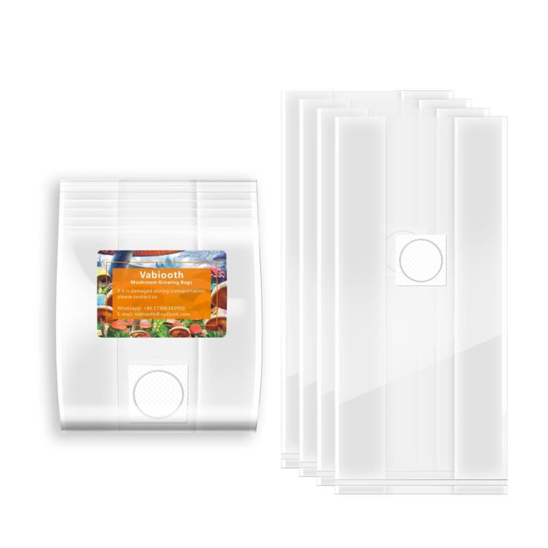 100 Packs 6 Mil Mushroom Grow Bags, Thick Spawn Bags 5" X 8" X 20" with 0.2 Micron Filter Breathable Autoclavable Durable Tear-Resistant